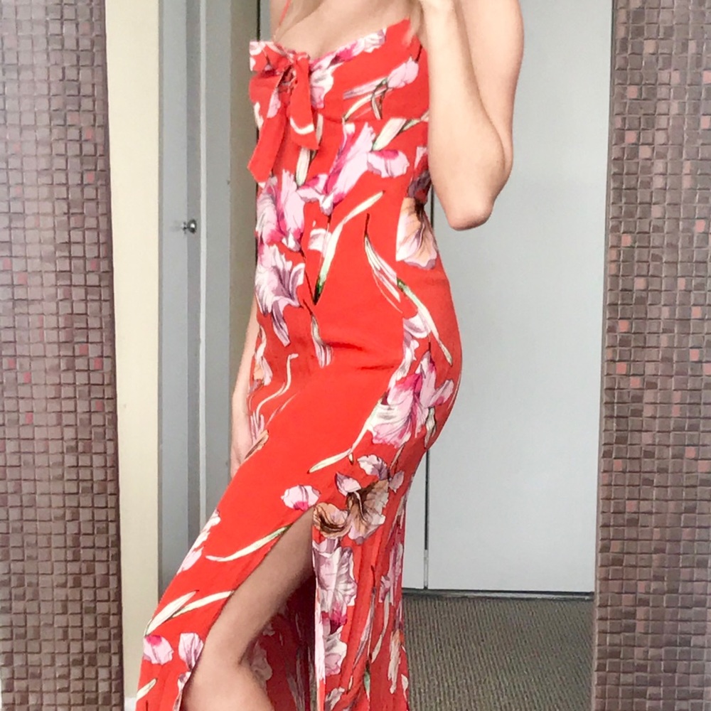 MINKPINK Tangerine Floral Midi Dress